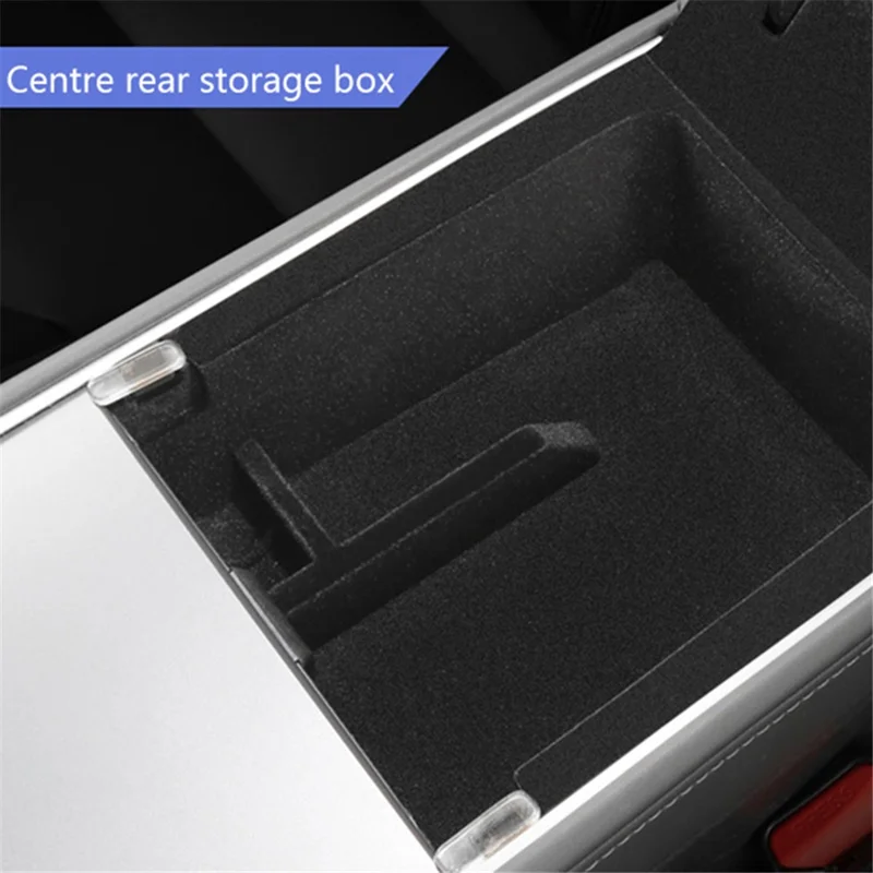 Pour Tesla Model 3 / Y ABS+Flocking Car Center Control Trash Can Bin Organisateur de stockage Boîte Conteneur à ordures - Arrière