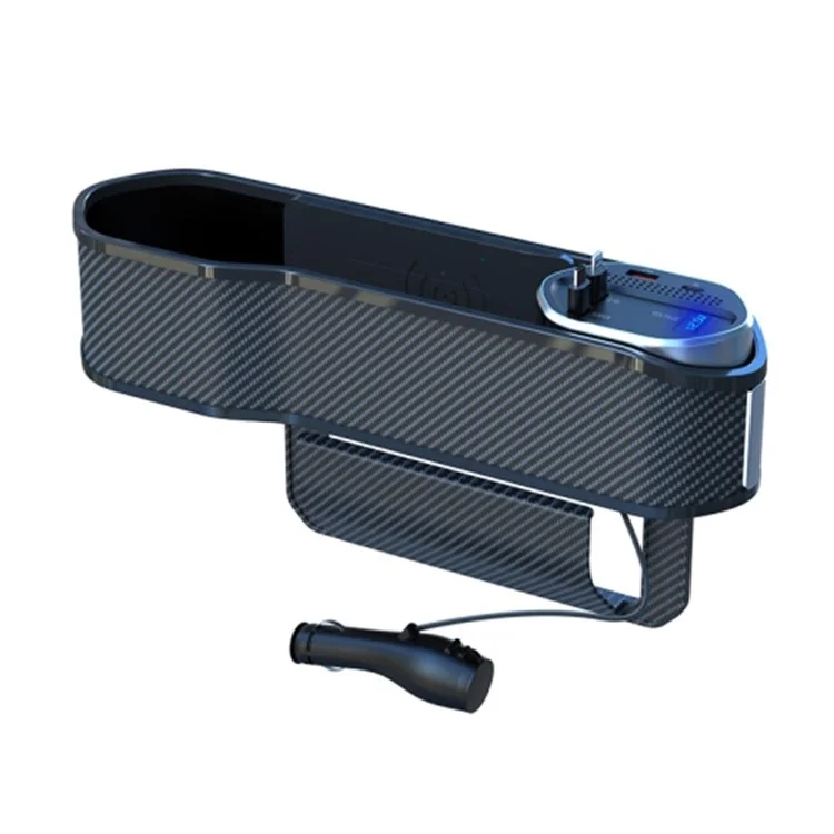 Car Seat Gap Storage Box Organizer Front Seat Console Side Pocket with Data Cable Charging (Cigarette Lighter Plug)