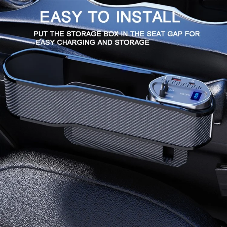 Car Seat Gap Storage Box Organizer Front Seat Console Side Pocket with Data Cable Charging (Cigarette Lighter Plug)