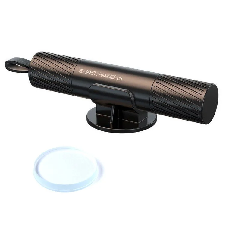 SEAMETAL AC02 Stripe Pattern Car Window Breaker 2-in-1 Metal Hammer + Seat Belt Cutter Car Safety Escape Hammer - Black