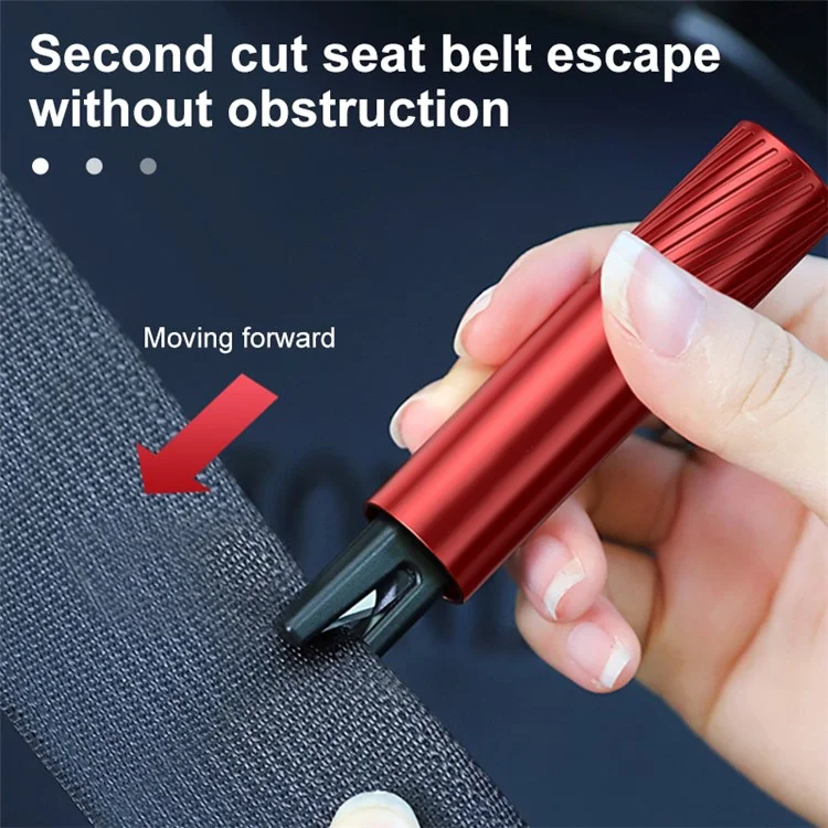 SEAMETAL AC02 Stripe Pattern Car Window Breaker 2-in-1 Metal Hammer + Seat Belt Cutter Car Safety Escape Hammer - Black