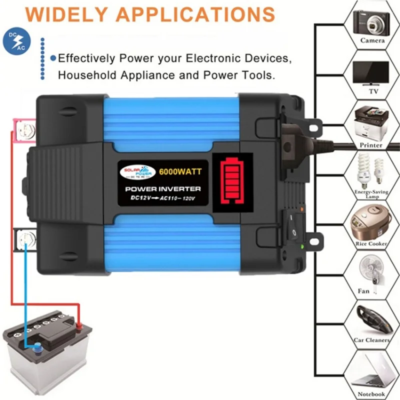 SOLIKETECH 500W 12V-110V Car Power Inverter LED Battery Display Inverter Converter with Cigarette Lighter Cable