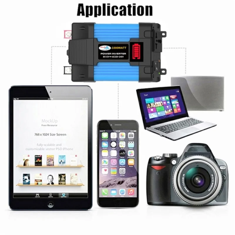 SOLIKETECH 300W Car Power Inverter with Cigarette Lighter Cable, LED Battery Display 12V-220V Power Inverter Converter