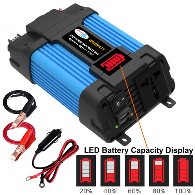 SOLIKETECH 300W 12V-110V Power Inverter LED Battery Display Mini Car Power Inverter Converter with Cigarette Lighter Cable