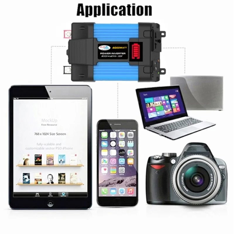 SOLIKETECH 300W 12V-110V Power Inverter LED Battery Display Mini Car Power Inverter Converter with Cigarette Lighter Cable