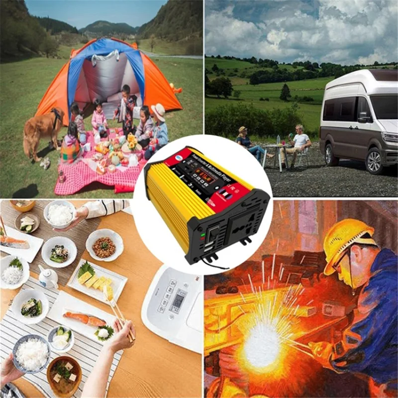 SOLIKETECH 300W 12V-110V Car Power Inverter with Bluetooth / MP3 / FM Multimedia Player Mini Inverter Converter - Yellow Shell