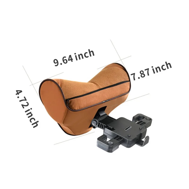ZJ001 Car Headrest Cushion Suede+Memory Foam Breathable Neck Support Pillow with Phone Holder - Beige
