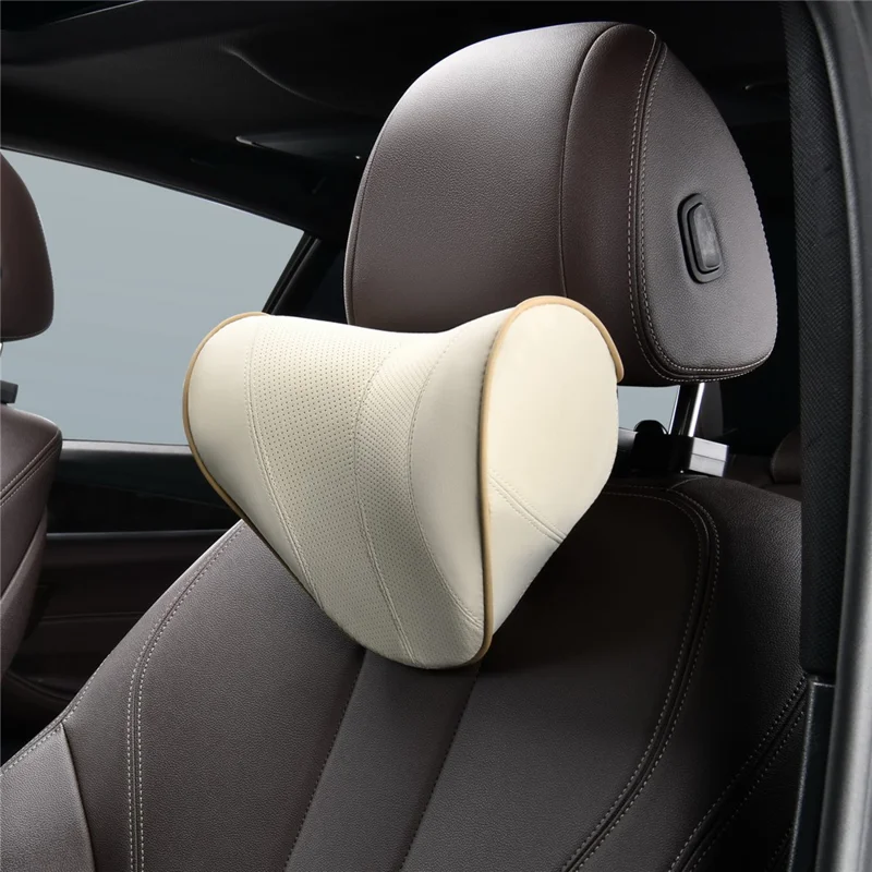ZJ001 Car Headrest Cushion Suede+Memory Foam Breathable Neck Support Pillow with Phone Holder - Beige