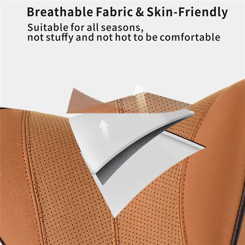 ZJ001 Car Headrest Cushion Suede+Memory Foam Breathable Neck Support Pillow with Phone Holder - Beige