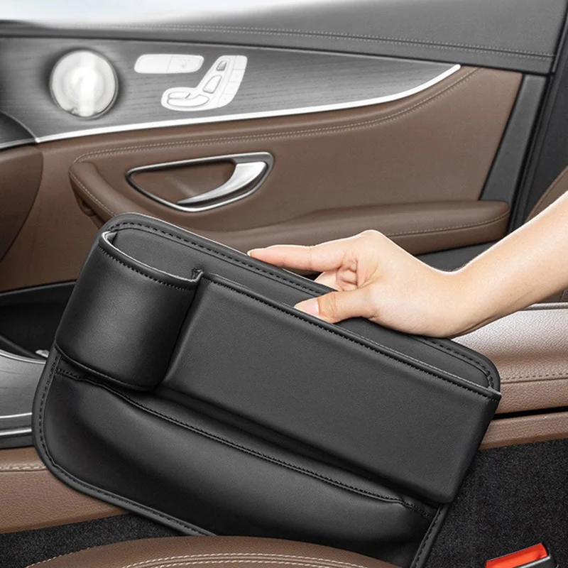 Car Seat Gap Filler Organizer Multifunctional Auto Console Side Storage Box with Cup Holders - Co-driver Position