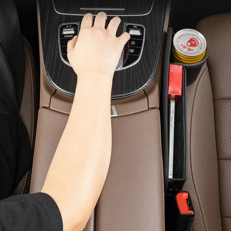 Car Seat Gap Filler Organizer Multifunctional Auto Console Side Storage Box with Cup Holders - Co-driver Position