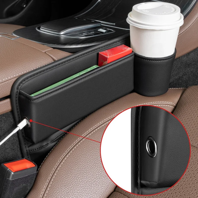 Car Seat Gap Filler Organizer Multifunctional Auto Console Side Storage Box with Cup Holders - Co-driver Position