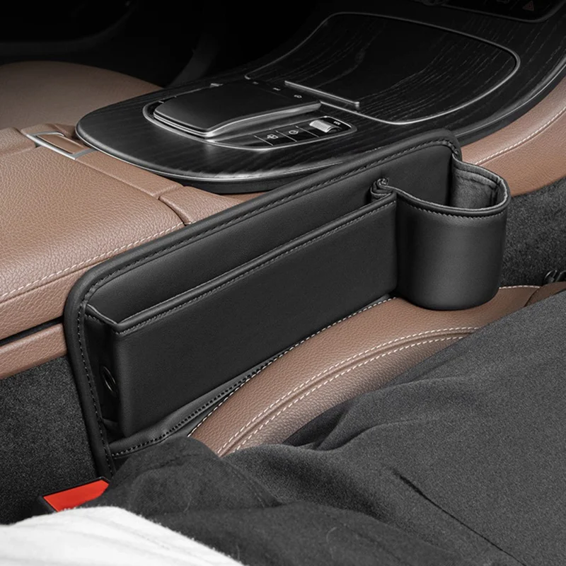 Car Seat Gap Filler Organizer Multifunctional Auto Console Side Storage Box with Cup Holders - Co-driver Position