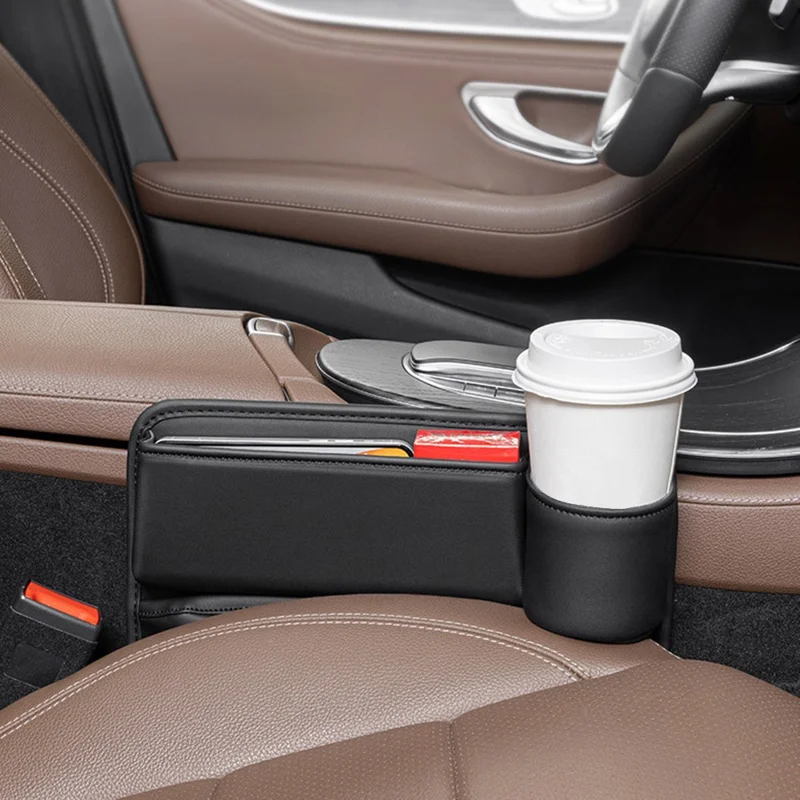 Car Seat Gap Filler Organizer Multifunctional Auto Console Side Storage Box with Cup Holders - Co-driver Position