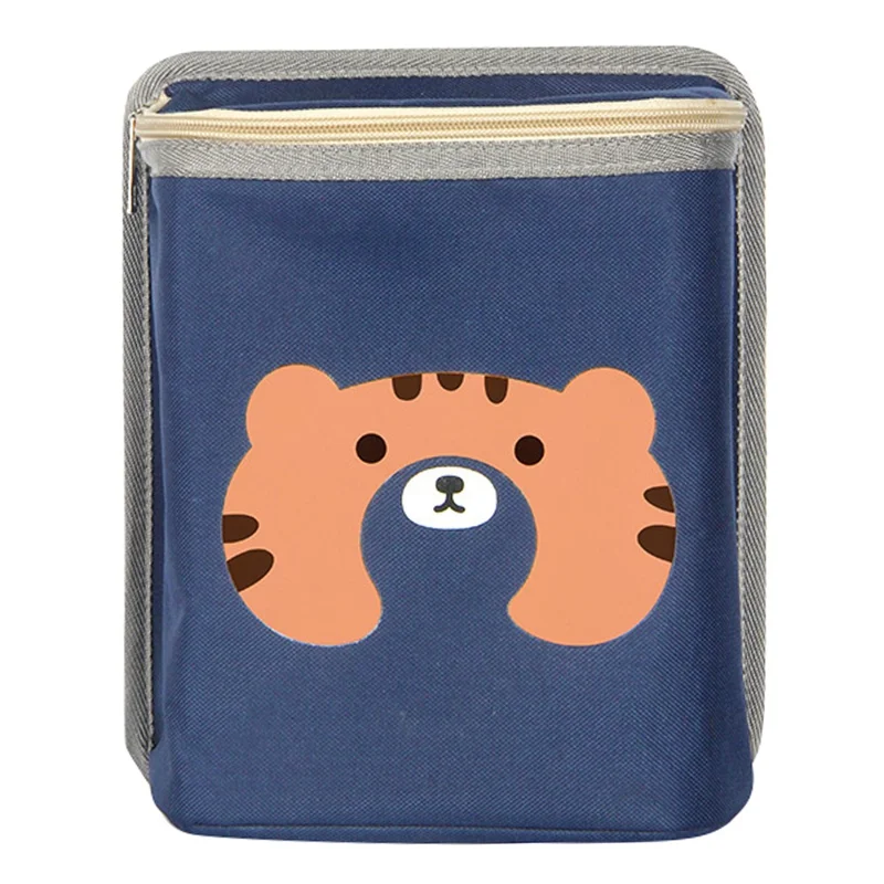 9706 Car Seat Back Hanging Bag Car Holder Thermal Bag Storage Box Organizer for Snack, Bottle - Navy Blue