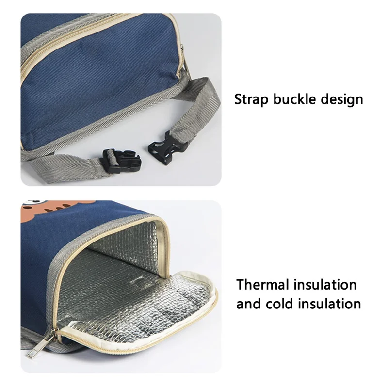 9706 Car Seat Back Hanging Bag Car Holder Thermal Bag Storage Box Organizer for Snack, Bottle - Navy Blue