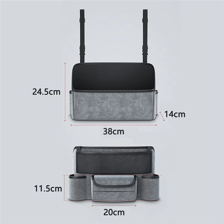 AUTOCOLOR Organisateur de siège central de voiture Sac de rangement central pour voiture Sac à main Porte-bouteille d'eau - Noir / Gris