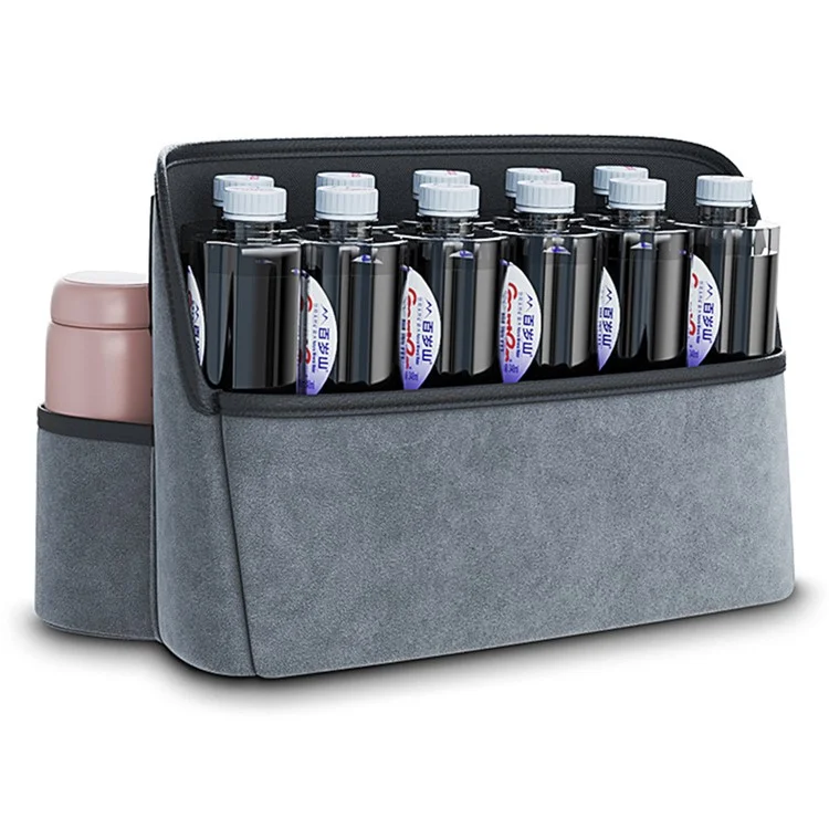 AUTOCOLOR Organisateur de siège central de voiture Sac de rangement central pour voiture Sac à main Porte-bouteille d'eau - Noir / Gris