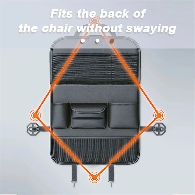 Leather Car Seat Back Organizer Hanging Waterproof Storage Bag with Foldable Table - Green