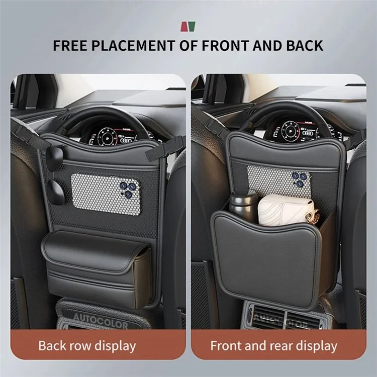 Leather Car Middle Seat Organizer Waterproof Car Central Control Phone Sundries Storage Bag - Green