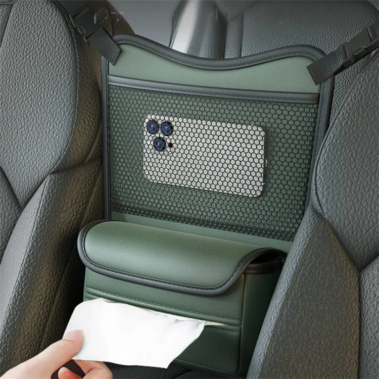 Leather Car Middle Seat Organizer Waterproof Car Central Control Phone Sundries Storage Bag - Green