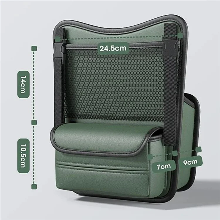 Leather Car Middle Seat Organizer Waterproof Car Central Control Phone Sundries Storage Bag - Green