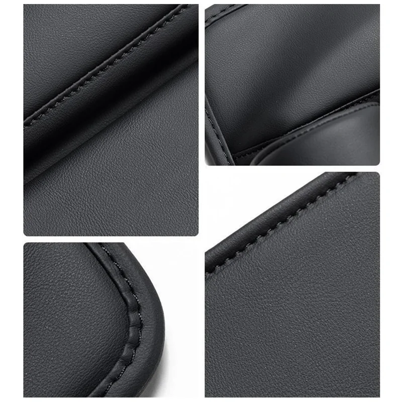 AUTOCOLOR Driver + Passenger Side Car Seat Seam Leather Storage Box Phone Drink Organizer