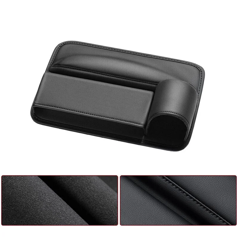 AUTOCOLOR Driver + Passenger Side Car Seat Seam Leather Storage Box Phone Drink Organizer