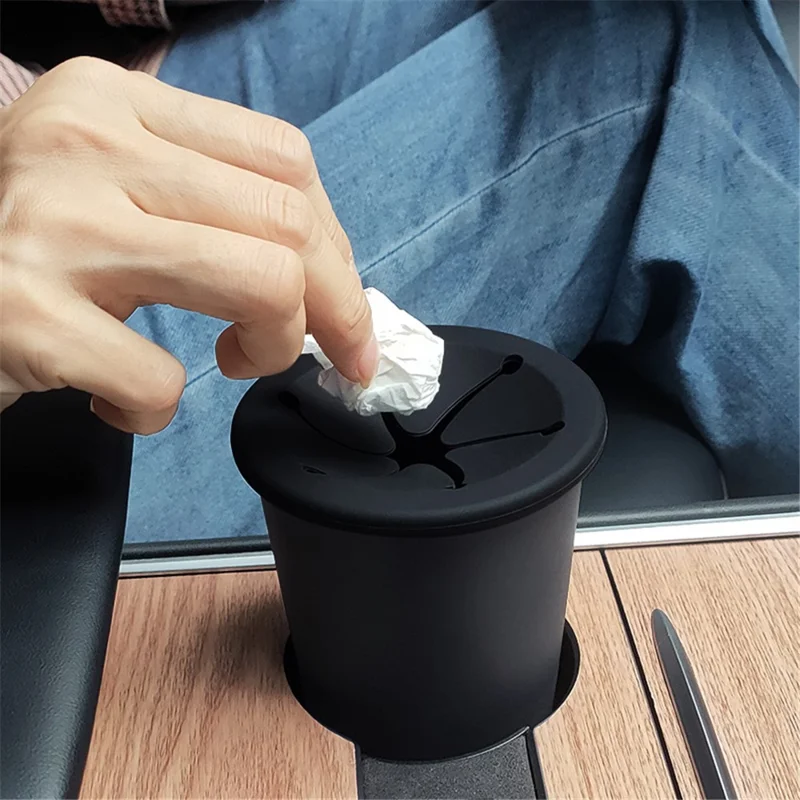 Car Trash Can Garbage Holder Vehicle Door Cup Holder Seat Back Silicone Trash Bin Dustbin - Black