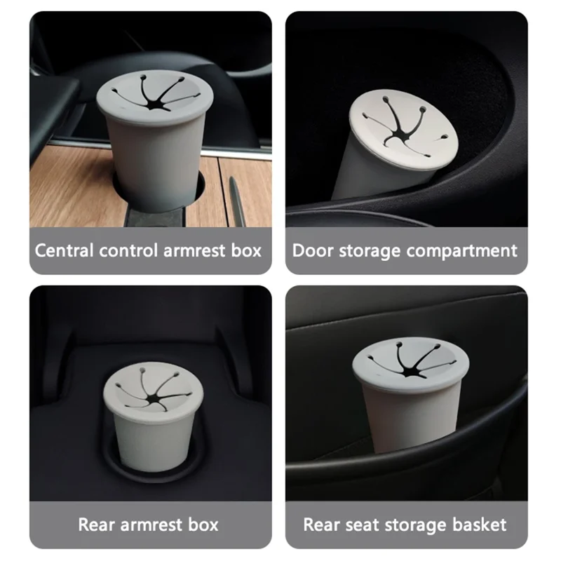 Car Trash Can Garbage Holder Vehicle Door Cup Holder Seat Back Silicone Trash Bin Dustbin - Black