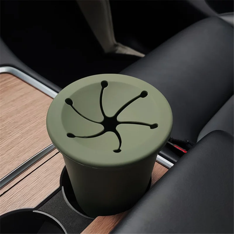 Car Trash Can Garbage Holder Vehicle Door Cup Holder Seat Back Silicone Trash Bin Dustbin - Black