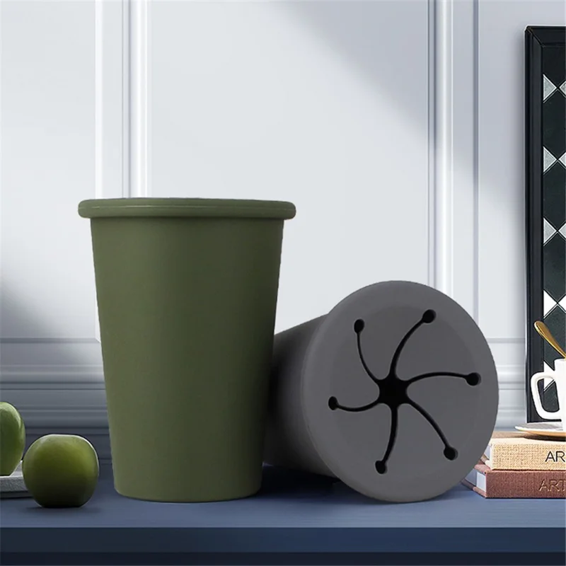 Car Trash Can Garbage Holder Vehicle Door Cup Holder Seat Back Silicone Trash Bin Dustbin - Black