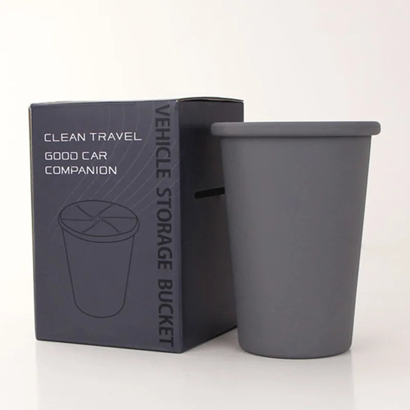 Car Trash Can Garbage Holder Vehicle Door Cup Holder Seat Back Silicone Trash Bin Dustbin - Black