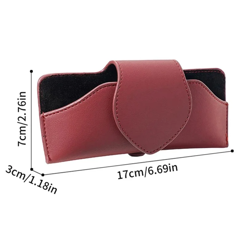 Car Sun Visor Glasses Holder PU Leather Magnetic Flap Sunglasses Clip Case - Black
