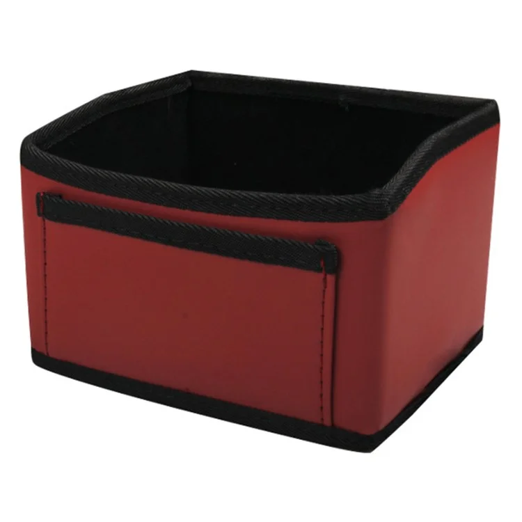 Organisateur multifonction d'intérieur automobile en cuir synthétique PU, boîte de rangement d'accoudoir de voiture, porte-gobelet, porte-tissus - Rouge