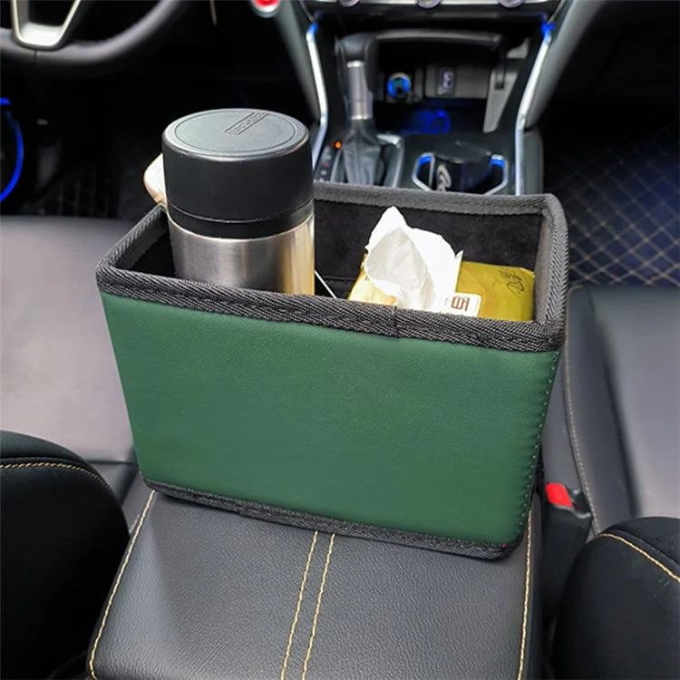 Organisateur multifonction d'intérieur automobile en cuir synthétique PU, boîte de rangement d'accoudoir de voiture, porte-gobelet, porte-tissus - Rouge