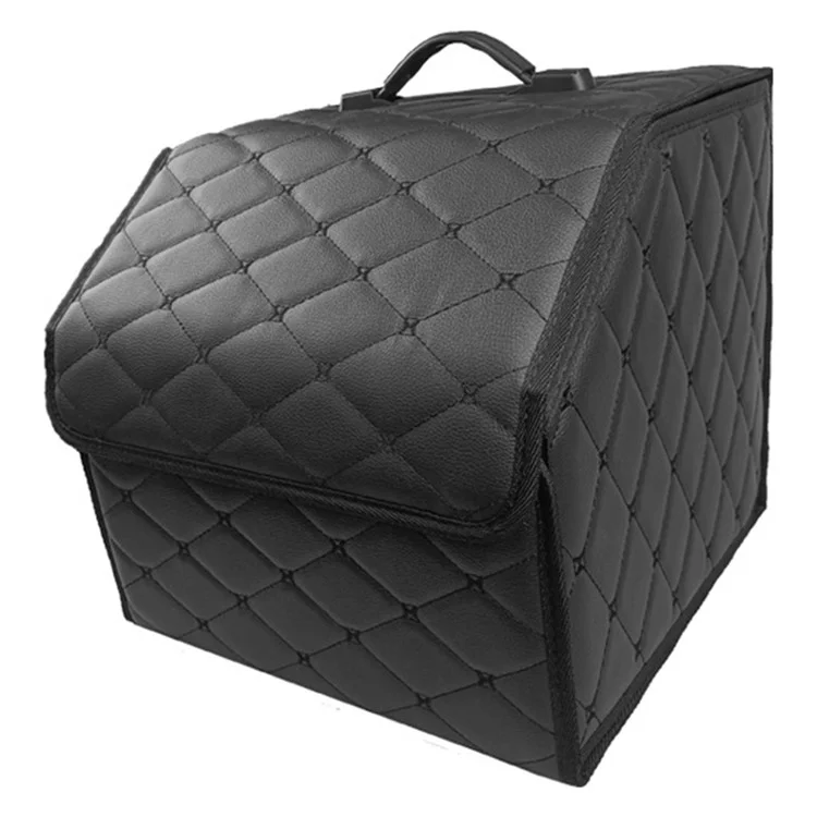 Car Trunk Organizer Box PU Leather Large Capacity Auto Multiuse Tools Storage Bag, Size S