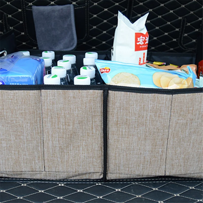 Portable Car Trunk Storage Box Foldable Organizer Oxford Cloth Sundries Container - 600D Black