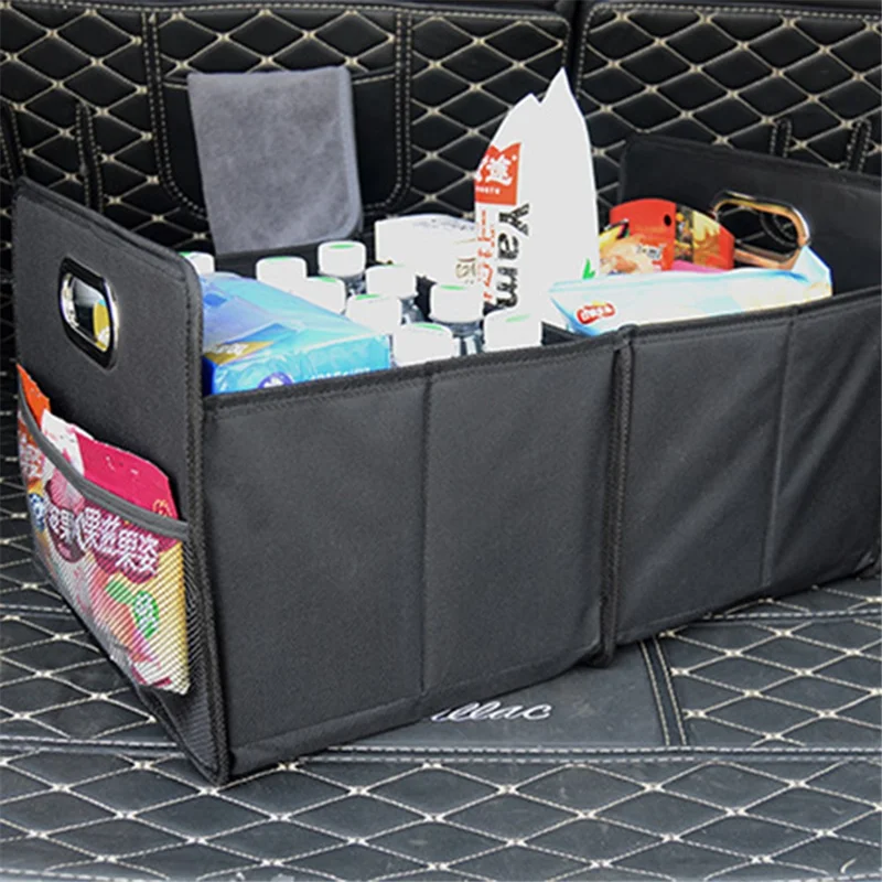 Portable Car Trunk Storage Box Foldable Organizer Oxford Cloth Sundries Container - 600D Black