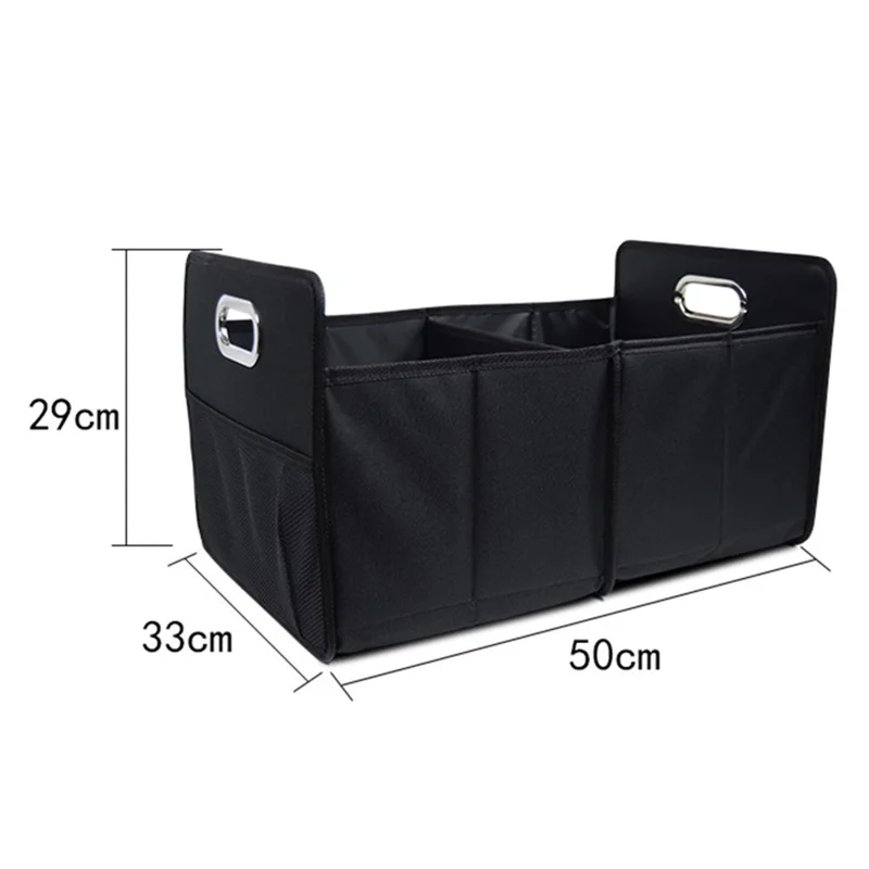 Portable Car Trunk Storage Box Foldable Organizer Oxford Cloth Sundries Container - 600D Black