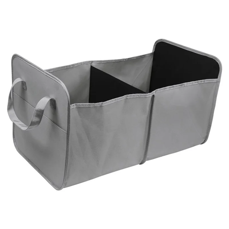 Large 600D Oxford Cloth Car Trunk Organizer Portable Foldable Storage Box with Handle Strap - Grey