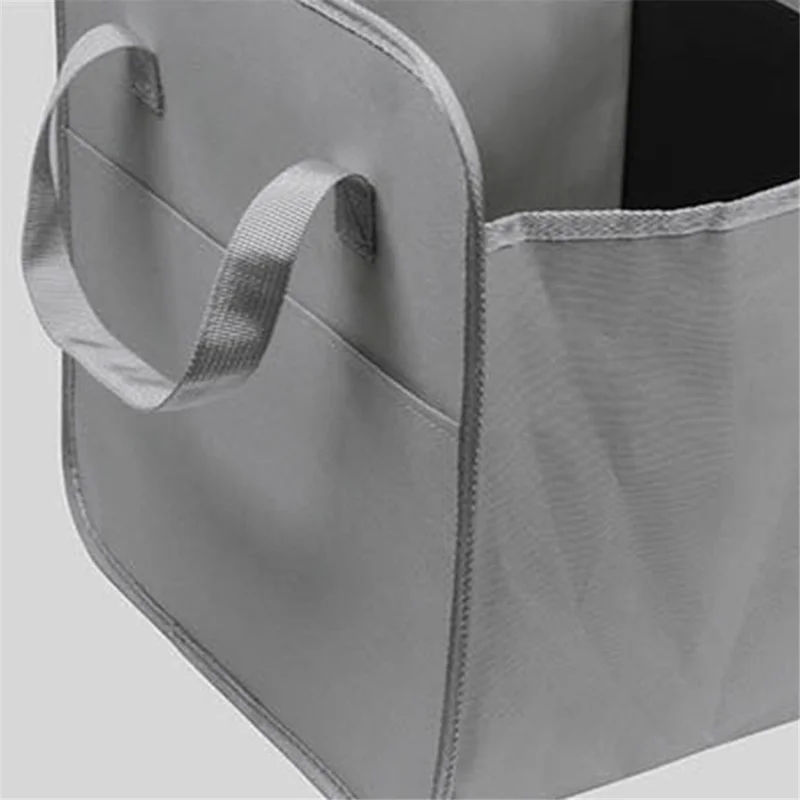 Large 600D Oxford Cloth Car Trunk Organizer Portable Foldable Storage Box with Handle Strap - Grey