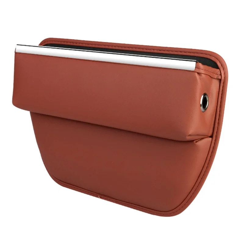 PU Leather Car Seat Gap Organizer Multifunction Console Crevice Filler Storage Box - Brown