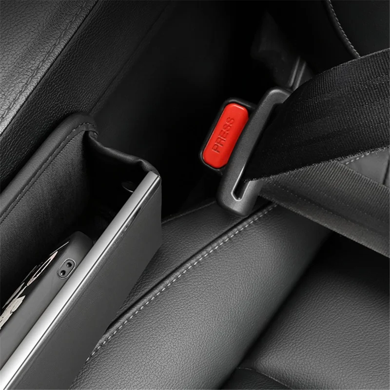 PU Leather Car Seat Gap Organizer Multifunction Console Crevice Filler Storage Box - Brown