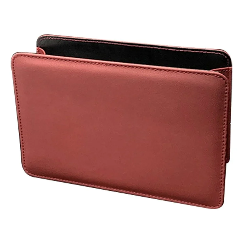 DGNSNH-01 Car Trash Holder Storage Box Vehicle Door Seat Back Hanging Leather Trash Bin - Wine Red