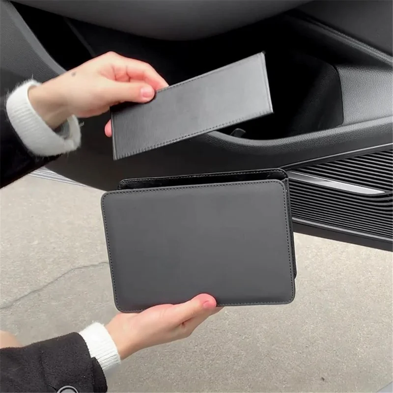 DGNSNH-01 Car Trash Holder Storage Box Vehicle Door Seat Back Hanging Leather Trash Bin - Wine Red