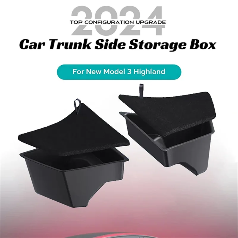 ALZH091 2 Sets For Model 3 PP+TPE Trunk Side Storage Bin Organizer Storage Box with Lid