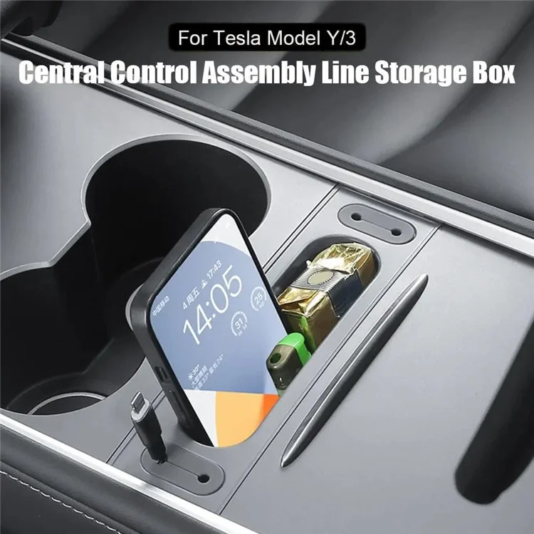 TSL988 Pour Tesla Mode 3 / Y Center Console Data Cable Cell Phone Storage Box