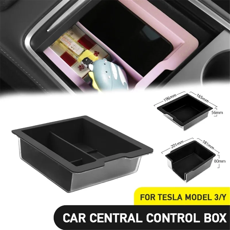 ALZH005 2Pcs / Set For Model Y / 3 Car Center Console Storage Box - Pink / Front / No Baffle