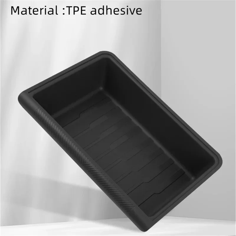 TSL521 For Tesla Model Y TPE+ABS Storage Box with Lid Under Seat Drawer - Grey